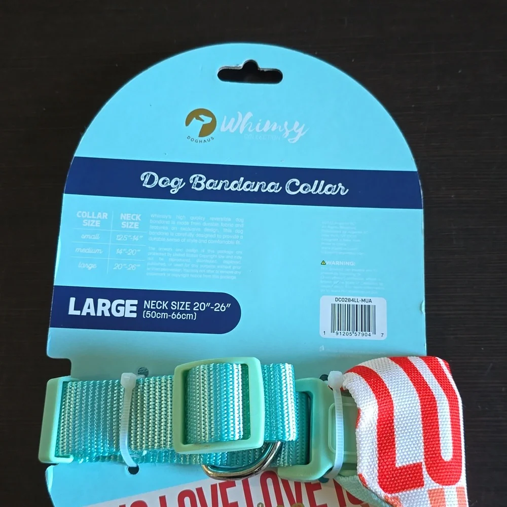 Whimsy Dog Bandana Collar Size Large‎ Love is Love NWT
